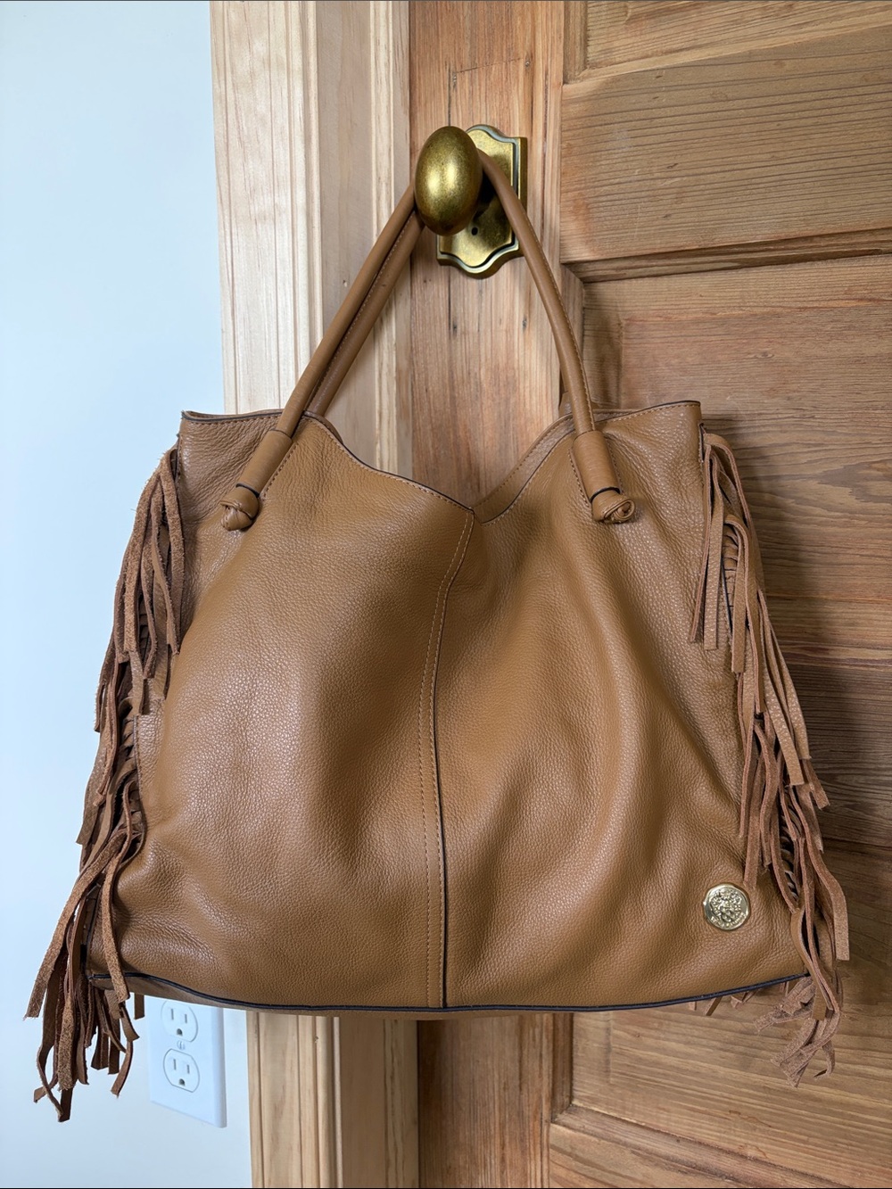 Vince Camuto ๐ Tan Leather Fringe Tote Bag | EUC - Picture 2 of 11